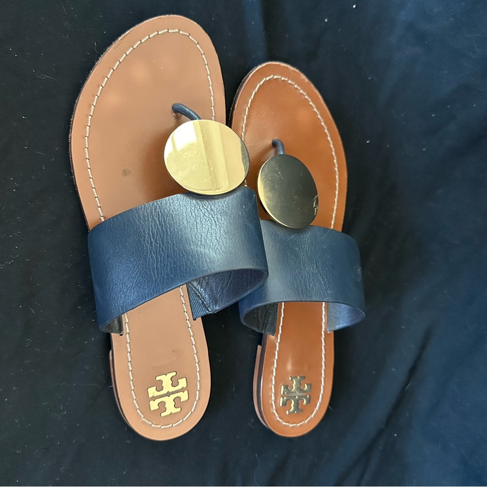 Tory Burch Patos Navy and Gold Women's Sandals size 8 - Picture 9 of 11